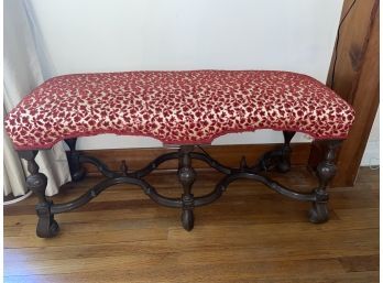 Italian Baroque Style Upholstered Bench 42x17x20in