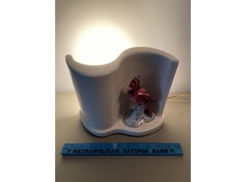 Vintage Ceramic Cardinal Accent Desk Light Unique Bird Lamp 10x5x9in