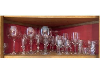 Corner Cupboard Shelf Of Glasses Lot #2