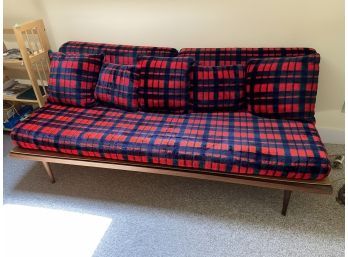 Red Plaid Couch 75x33x30'