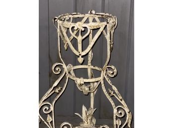Wrought Iron Plant Stand Elaborate Metal Work 14x24