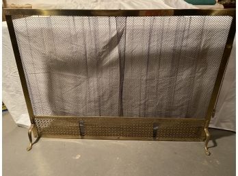 Brass Fireplace Frame With Wire-mesh Chain Curtain 44x5.5x31' Fireplace Screen With Decorative Feet