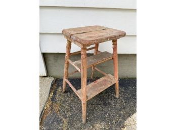 Vintage Wood Stool And Step Stool In One 13x12x24in Sturdy