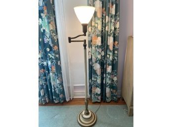Vintage Brass And Marble Swing Arm Floor Lamp 55in Heavy
