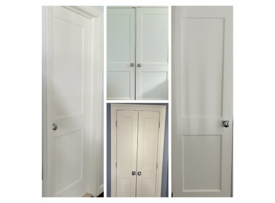 A Collection Of Solid Wood - 2 Panel Doors - Including Contemporary Chrome Knobs And Hinges!