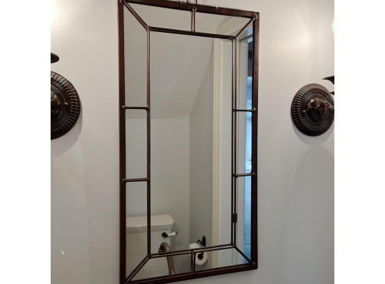 A Bronze Finish Metal Framed Mirror - Powder Room
