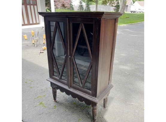 A Sweet Cottage Style Hard Wood And Glass Door Display Cabinet