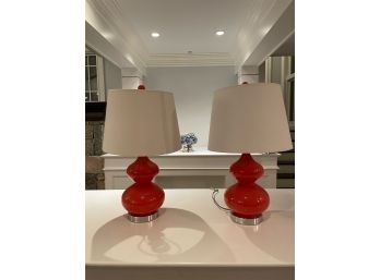 A Pair Of Modern Gourd Form Table Lamps From Safavieh