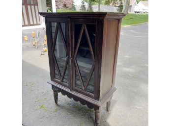 A Sweet Cottage Style Hard Wood And Glass Door Display Cabinet