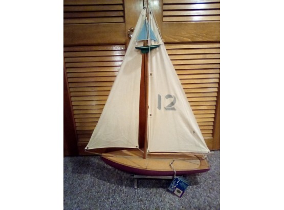 Fantastic 37' Tall Model Sail Boat Pond Boat By Authentic Models Inc., Eugene, OR -  With Support Stand