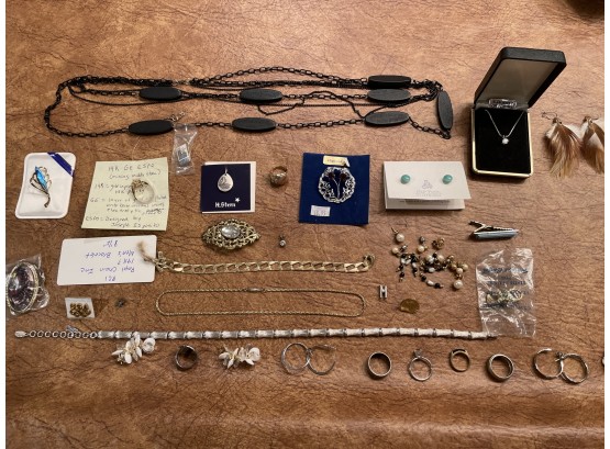 Lovely Lot Of High Quality Costume Jewelry: Rings, Necklaces, Stones, Pins, Earrings, & More
