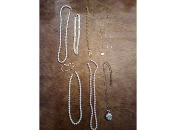 Lot Of Beautiful Mixed Costume Jewelry - Pearl Style, Pendants, Rhinestone, Watch Pendant