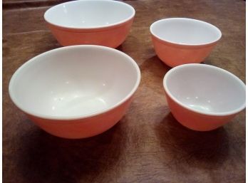 4 Vintage PINK Pyrex Nesting Bowls #401, 402, 403 & 404.  Wonderful Traditional Kitchen Goods