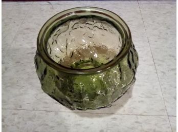 Vintage E.O. Brody Co., Green Crinkle Glass Vase/Planter (Cleveland, OH)
