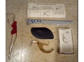 Manual Danish And Triner Postal Scales & Whimsical Lady In Red Letter Opener (plastic & Flocking)