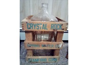 Crystal Rock Spring Water Co., Stamford, CT Glass Carboy In Wood Crate