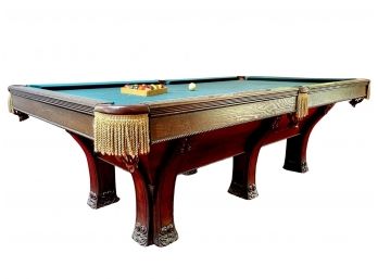 An Art Nouveau Style Oak Billiards Table