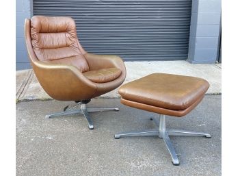 Vintage Swedish Overman Reclining/Rocking Lounge Chair And Ottoman