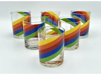 Set Of Vintage Cora Rainbow Rocks Glasses