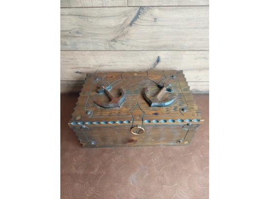 Vintage Handmade Wooden Nautical Anchor Box