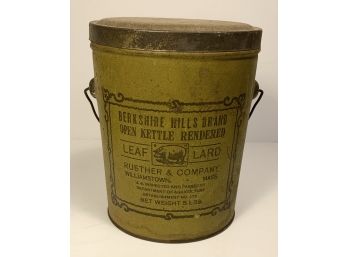 Vintage Berkshire Hills Brand Leaf Lard Tin