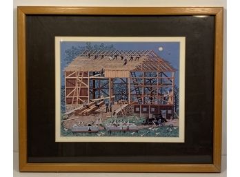 Framed Amish Barn Raising Print By Charles Wysocki