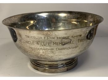 The Uncle Willie Memorial Trophy Silver Platted Horsemanship Trophy From 1975