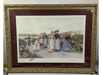 Berry Picking Print In Beautiful Frame