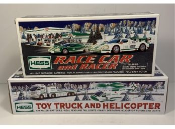 Lot Of 2 Hess Toys: Hess Race Car And Racer & Hess Toy Truck And Helicopter