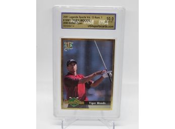 2001 Legends Tiger Woods Rookie Card Graded 10 Gem Mint