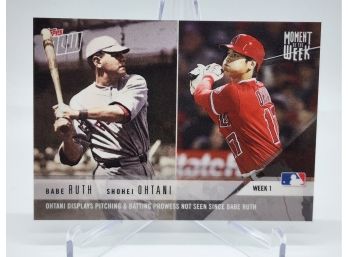2018 Topps Now Shohei Ohtani & Babe Ruth Moment Of The Week Card