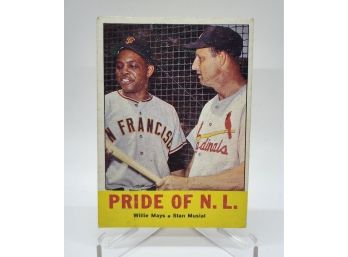 1963 Topps Pride Of The N.L. Willie Mays & Stan Musial