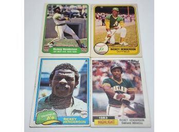 Lot Of 4 Vintage Rickey Henderson Cards 1980-1984