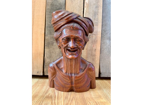 Antique Hand Carved Wood Wise Man Sculpture Signed A. Fatimah Bali
