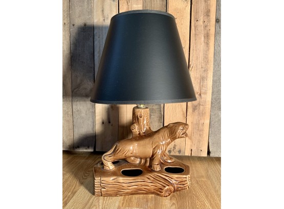 Mid Century Modern Art Pottery Wild Cat Planter Lamp
