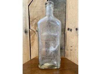 Antique Glass Embossed Bottle Hoods Compound Extract Sarsa Parilla