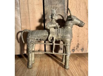 Vintage Metal Warrior And Bull Statue