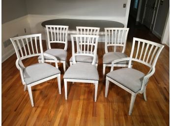 Like New Set Of Six (6) BASSETT FURNITURE Dining Chairs - 4 Side Chairs - 2 Arm Chairs - BOUGHT FOR STAGING !