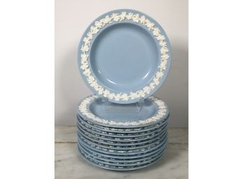Wonderful Set Of 12 Vintage Blue WEDGWOOD Queensware Dessert / Bread Plates - Glossy Finish - Very Nice Set !