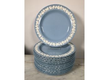 Wonderful Lot Of 13 Vintage Blue WEDGWOOD Queensware Glossy Salad Plates - Great Lot - Very Pretty Plates
