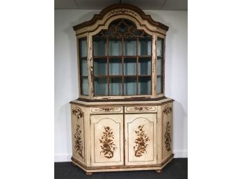 Absolutely Incredible Antique French Vitrine Top Cabinet - Amazing Hand Painted Decoration - Beautiful Piece