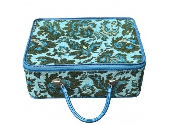 Vintage 1970s Suitcase Small - Funky Fabric Pattern