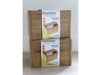 Lipper International Bamboo Wood Recipe Card Box, 7-12' X 4-12' X 5' - LOT OF TWO - Cards Are Included