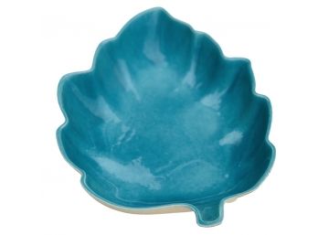 Vintage Mid Century Blue Leaf Pottery