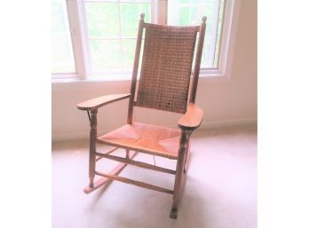 Kennedy Style Rocker With Rush Seat And Cane Back