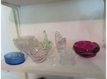 Collection Of Art Glass And Lion Dresser Jar