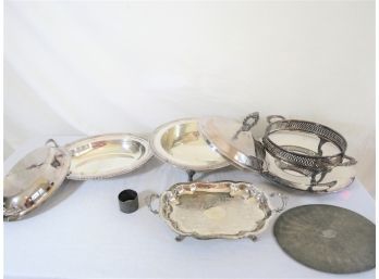 Large Silverplate Lot Of Trays Serving Ware