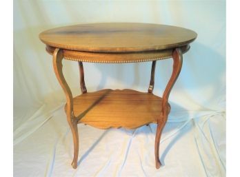Oval 2 Tier Wood Table With Beaded Edge