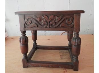 Antique Kittinger Furniture Jacobean Carved Walnut Stool Table