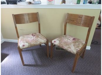 Pair Of Wood Mid-century Bowtie Joint Accent Chairs